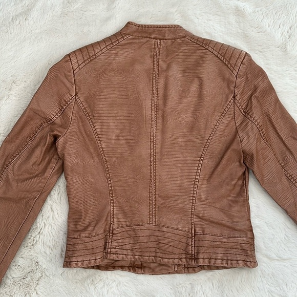 NWOT G By Guiliana Brown Faux Leather Jacket size S - Picture 6 of 6